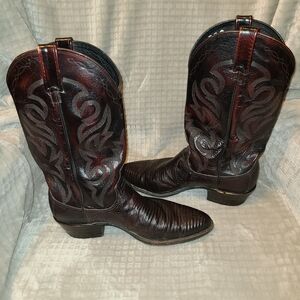 Dan Post Burgundy/Blackcherry Lizard Skin Western Leather Cowboy Boots Size 10D